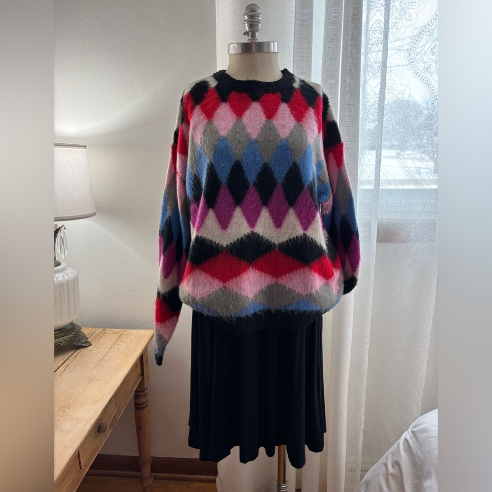 THE PORTER COLLECTIVE "Emile" Lightweight Argyle Sweater, Lg, EUC